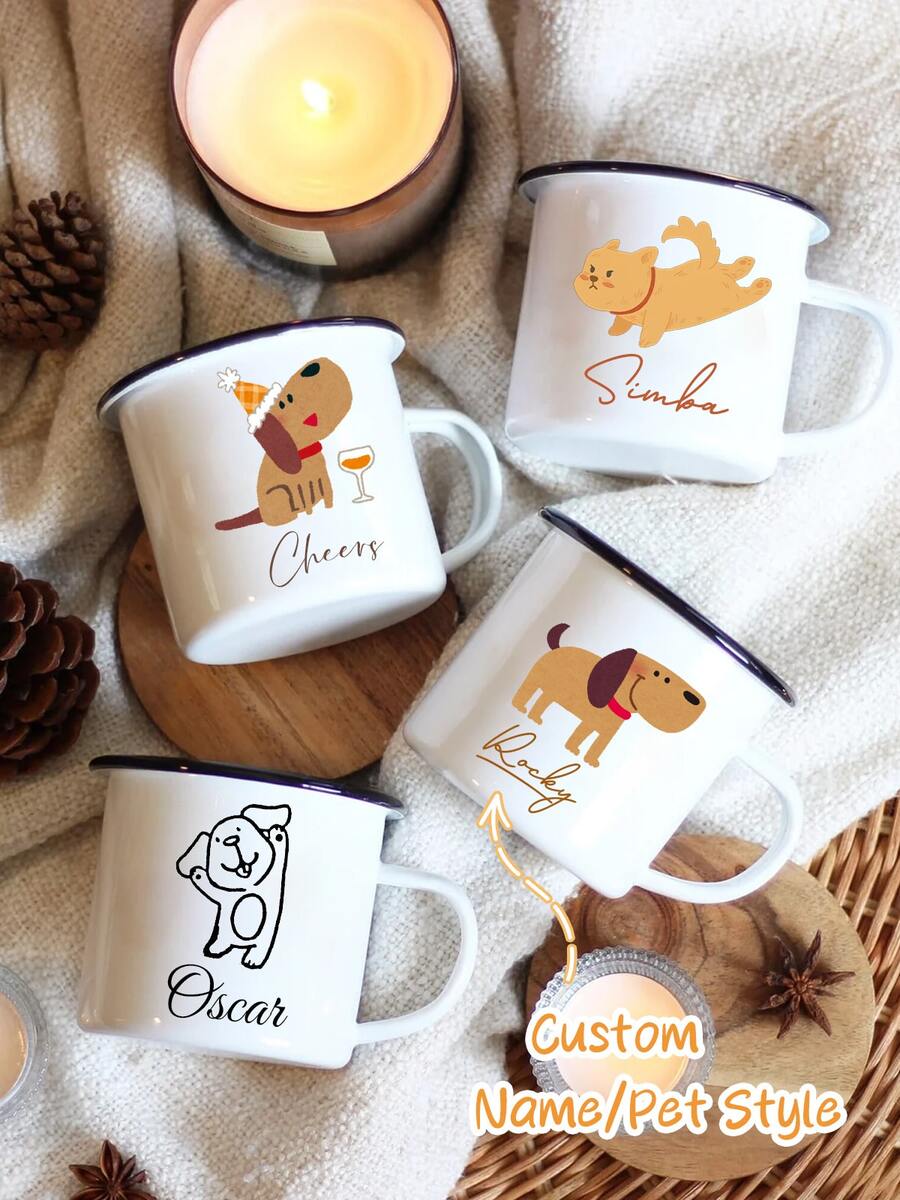 1pc Customized Name Personalized Gift White Ceramic Mug, Can Customize Dog Breed And Name, Perfect Gift For Him/Her, Summer Iced Coffee Cup, Camping Mug, Unique Gift For Special Occasions, Personalized Photo Coffee Cup, Customized Camping Cup, Customized Christmas Gift, Personalized Anniversary Photo Mug, Perfect Gift For Family, Friends, Babies, Gift For Dog Lovers - Exquisite Cups - View 1