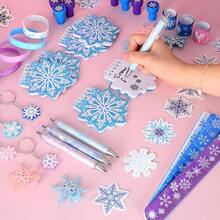 146count Frozen Party Favors, Snowflake Birthday Party Favors With Notebooks Pens Stampers Stickers, School Stationery Set Birthday Supplies, Goodie Bag Stuffers Classroom Gift Reward Prize For Kids - 彩色 - 查看 3