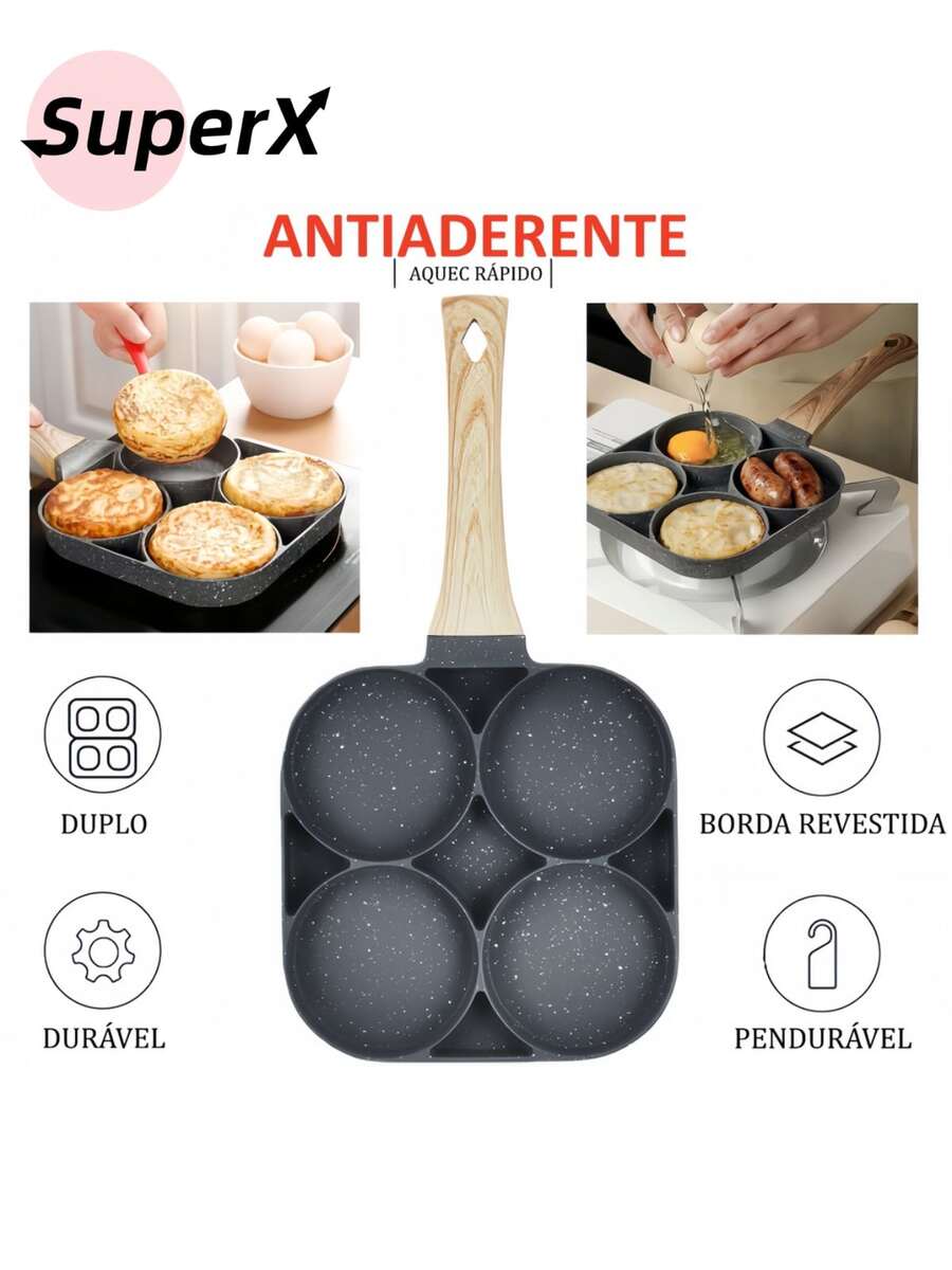 4-In-1 Non-Stick Frying Pan: Perfect Meat, Eggs, Hamburgers, And Sandwiches All In One Pan! - màu đen - Xem 1