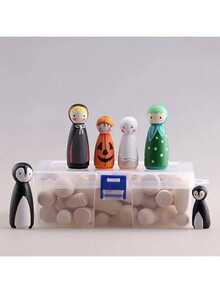 50个未完成的木制钉子娃娃，钉子人偶，娃娃身体，木制人偶，装饰钉子娃娃，DIY工艺品，绘画，钉子游戏，家庭聚会装饰，各种形状和尺寸，天然手工制作的未完成木制娃娃套装，透明纹理收纳盒带安全锁，多种尺寸和形状适合DIY工艺品、家居桌面装饰、收藏品