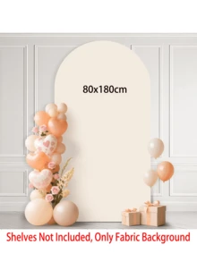 Arch Background, 6 Feet, 6.6 Feet, 7.2 Feet, Beige Wedding Arch Cover 2 Sides Spandex Laminated Fabric Arch Background, Party Background, Wedding Background Rite Decoration Arch Background Fabric Birthday Party Wedding Decoration Fabric (Shelves Not Included, Only Fabric Background)