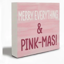 Christmas Festive Pink PVC Sign, "I'm Dreaming Of A Pink Christmas" Desk Decor, Home & Office Holiday Ornament For Various Room Types, Indoor Non-Electric Collectible Figurine - Pack Of 1 - Pink - View 15