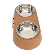 Pet Bowl Stainless Steel Dog Drinking And Food Bowl With Anti Slip Base, Suitable For Cats And Dogs - 棕色 - 查看 2