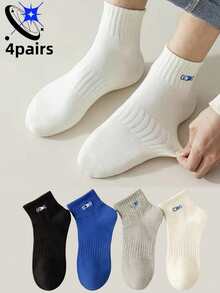 4 Pairs Men's Sports Socks, Fashionable Outdoor Running Socks, Comfortable Socks Suitable For Daily Life. Socks For Running, Gym And Basketball, Suitable For Winter, All Season Socks Suitable For Christmas, Thicker Winter Socks. [The Sock Pattern Is Woven, And There May Be Differences Between The Actual Product And The Picture, Which Is A Normal Phenomenon]
