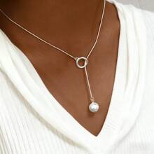 1 chiếc vòng cổ mặt hình cầu rỗng bằng bạc Sterling 925, có thể điều chỉnh, thiết kế thanh lịch và tối giản, phù hợp để đeo hàng ngày, dự tiệc, đi nghỉ. Quà tặng cho gia đình, bạn bè, Giáng sinh, Ngày lễ tình nhân, sinh nhật - Bạc - Xem 2