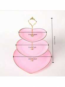 3-Tier Heart Shaped Cake Stand For Creative Wedding, Birthday Party, Candy, Dessert, Afternoon, High Tea ,Valentines Wedding, Birthday,Easter,Party Favors, Parties, Valentine'S Day, Black Valentine DAY, Valentines Wedding - Multicolor - View 2