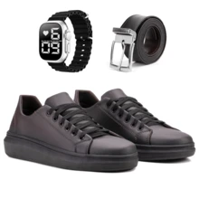 Sapato Café + relógio + Cinto