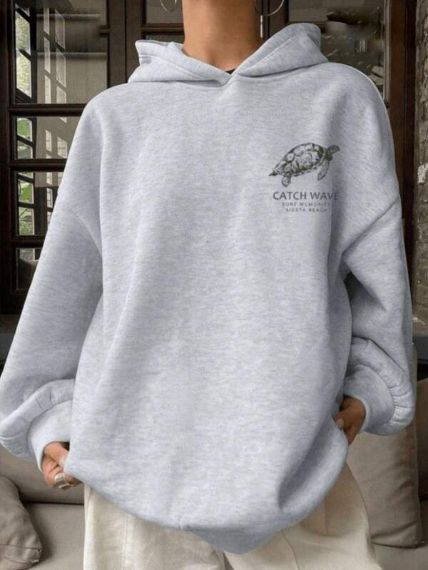 Sudadera holgada de estilo casual para mujer en otoño, con estampado gráfico de animales, manga larga, tops de moda para volver a la escuela