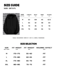 黑白眼睛特写照片，配以“眼睛不会说谎”字样；落肩宽松柔软舒适保暖休闲连帽衫；数百款基础街头学院风抽绳连帽衫；运动抓绒长袖卫衣 - 黑色 - 查看 9