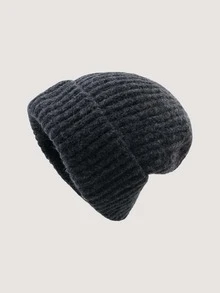 1 件双面针织帽，简约纯色宽松版型，男女皆宜的保暖护耳帽，秋冬款 - 1pcs - 查看 43