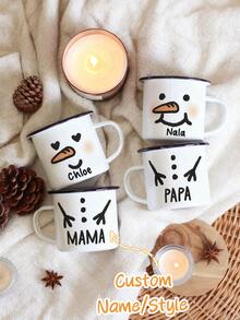 1pc Customizable Snowman Family Mug, Personalized Christmas Gift Set | Couples, Friends Holiday Gift Matching Mug Set, Suitable For Hot Chocolate, Coffee, Tea - Christmas Cups - View 1