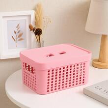 RVS E-COMMERCE Set Of 5 Organizer Boxes With Lid Large Basket In Resistant Plastic 2 L 4.5 L 17 L - Rosa - View 6