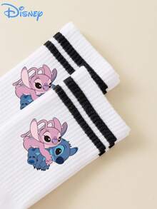 5/1 Pair Stitch Cartoon Pattern Mid-Calf Socks, Sporty Stripe Design, Made Of Polyester Fiber, Cute Cartoon Pattern, Fashionable, Casual And Breathable, Suitable For Everyday Wear, Back-To-School Season And Holiday Gifts. - Multicolor - View 6