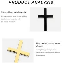 2.5" X 1.8" Metal Jesus Christ Cross Emblem Sticker, 3D Alloy Cross Decal Sticker For Car Body Rear, Self-Adhesive Anti-Scratch Cross Logo Sticker - one-size - View 7