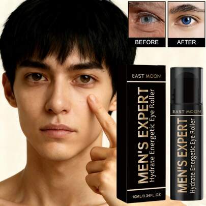 EAST MOON 1/2/3 Pcs Men's Hydrating Rollerball Eye Cream With Hyaluronic Acid & Sorbitol – Reduces Dark Circles, Puffiness & Fine Lines, Gentle Daily Eye Care For Men, Perfect Father's Day Gift,Skin Care,Travel Essential,Quick Ship Items,Free Shipping ﻿