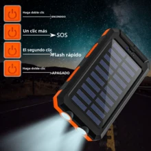 Batería externa solar multiinterfaz de 20000 mAh, cargador portátil con tres interfaces: USB + Tipo-C + Micro, incluye linterna + brújula, compatible con iPhone/Android y varios dispositivos electrónicos, alimentación de emergencia para exteriores, práctica y portátil. - Naranja - Ver 7