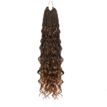 1/7 paquetes de trenzas de diosa de 10-24 pulgadas con extremos rizados, trenzas de crochet sintéticas de 3X - Multicolor - Ver 27