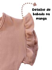 Kit com 3 Conjuntos Femininos Canelados – Blusa com Babadinhos + Short Cós Traseiro - Multicolorido - Visão 2