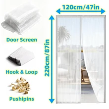 磁性纱门 - 无缝自密封设计，强力防虫，儿童和宠物友好，轻松免提进出 - 白色 - 查看 8