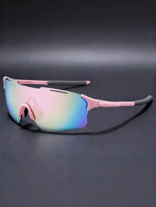 1pc/2pcs Men's Sports Fashion Glasses With Reflective Lenses - Outdoor Cycling Eyewear, Fashion Color Block Design For Hiking Camping ,Very Y2k, Elegant, Versatile, Great For Travel, Party, Beach,Vacay Vibes, Driving, Business, Thanksgiving And Christmas Gifts - White - Ice Blue - View 5