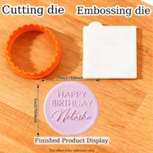 Customized Personalized Cookie Embossing Stamp Mold, 3D Design For Halloween And Christmas, Kitchen Baking Cake Decorating DIY Cutting Tool, Icing Cake Mold, Wedding Clay Candy Embossing Name Cake Mold, Handmade