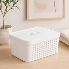 RVS E-COMMERCE Set Of 5 Organizer Boxes With Lid Large Basket In Resistant Plastic 2 L 4.5 L 17 L - White - View 7