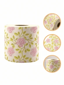 1 Roll Floral Pattern Toilet Paper, Rose Design, Decorative Napkins, Holiday Handkerchief Paper, Suitable For Home, Office, Bathroom, Travel, Creative Tissue, European Size, Euro/Dollar Printing, Rose Print Bamboo Pulp Toilet Roll - Multicolor - View 7