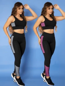 Kit 2 Women's Fitness Gym Set Top 3D Sports Pants Tarelles - trắng - Xem 10