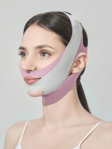 1件/2件装女士弹力提拉紧致V字睡眠眼罩，透气可重复使用瘦脸带，适合日常佩戴、看电视、运动或休闲。