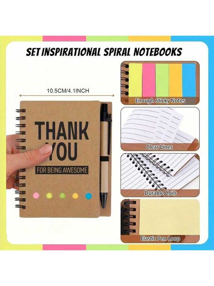 Notebook Set - Multipurpose Notebook And Diary With Multicolor Stickers For Recording, Memo, Studying, Office Supplies,Office Decor And Accessories,Christmas Gift - 每本書60頁 - 查看 5