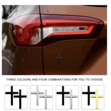 2.5" X 1.8" Metal Jesus Christ Cross Emblem Sticker, 3D Alloy Cross Decal Sticker For Car Body Rear, Self-Adhesive Anti-Scratch Cross Logo Sticker - one-size - View 3