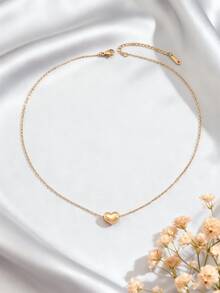 1 Set Fashionable Vintage Multi-Layer Necklace Jewelry Set, Unique Heart-Shaped Beaded Chain Necklace, Bean Necklace, Heart Pendant Necklace, Suitable For Single Or Layered Wear, Quality Plating, Women's Accessory, Gift Jewelry