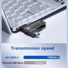 Ổ đĩa USB 3.2 HP Type-C 64GB, USB Stick 128GB, ổ đĩa flash OTG 256GB, ổ đĩa U cho điện thoại thông minh, máy tính - Màu xám đen - Xem 6