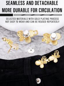 4 buc cleme decorative reglabile pentru talie, din metal, cu fluture auriu/stras, pentru femei, potrivite pentru pantaloni/fuste, uz zilnic casual, cadou excelent pentru prietene