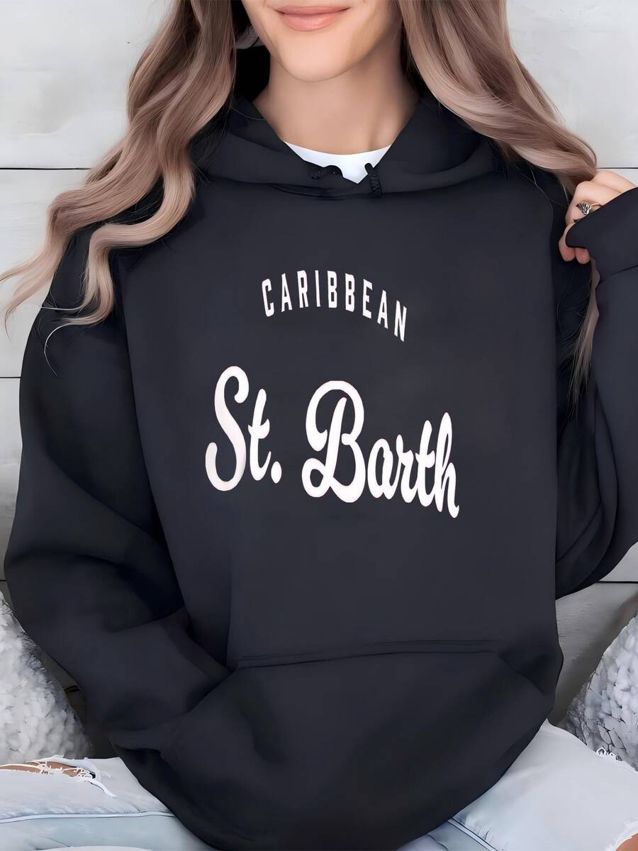 Womens Hoodie St Barth Caribbean Saint Barthelemy Souvenir Gift St Barth Shirt Saint Barths Travel Beach St Barths Vacation Luxury Island Antilles Hoodie - 黑色 - 查看 1