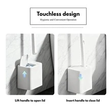 Disposable Toilet Brush With 6 Toilet Wand Refills, Wall-Mounted And Floor-Standing Toilet Brush With 6 Replacement Heads, Toilet Cleaning System Kit, Toilet Accessories, Bathroom Accessories, Toilet Cleaning Tool, Drill-Free Toilet Bowl Cleaner Wand Holder And Set