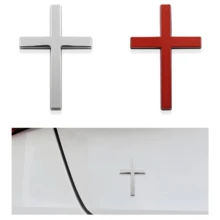2.5" X 1.8" Metal Jesus Christ Cross Emblem Sticker, 3D Alloy Cross Decal Sticker For Car Body Rear, Self-Adhesive Anti-Scratch Cross Logo Sticker - one-size - View 11