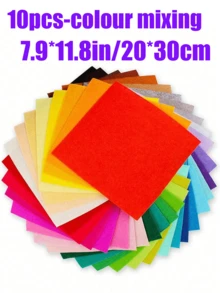 10/20/40pcs Rainbow Nonwoven Felt Fabric Sheets, Mixed Color Solid Pattern, Flat Hard Felt Cloth Shape, 1mm DIY Material, Multi-Size 10-40cm For Sewing, Patchwork, Scrapbooking, Party Decor, Halloween,Christmas Decor - Multicolor - View 13