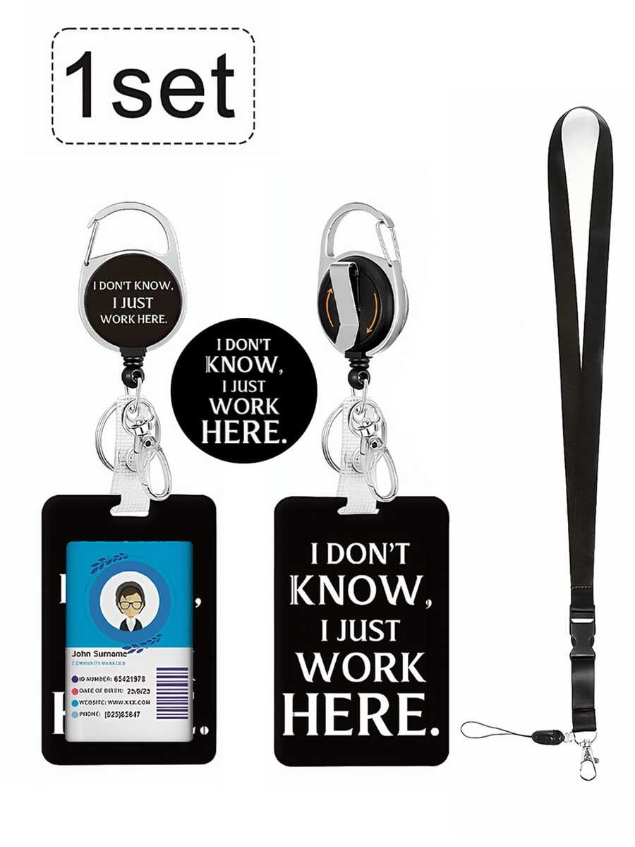 带可伸缩卷轴的证件夹，印有有趣的ID姓名标签 - 工作证件夹，重型竖式卡片保护套，适用于办公室护士、医学生、教师、男女，适合在工作场所、教育机构和医疗机构日常使用，为服装增添迷人的专业气息，是展示身份证件的完美之选。 - 彩色 - 查看 1