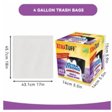250 Bags 4 Gallon Disposable Large Garbage Puncture Tear Resistant Trash Bags, 33 Gallon Capacity, Large Multipurpose Cleaning Supplies For Industrial, Garden, Home, And Commercial Use - Durable - 黑色 - 查看 3