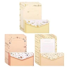 27件套信封信纸套装，3种款式：可爱复古花卉和字母图案，18张信纸，9个信封，适用于情书、邀请函、毕业典礼、贺卡等。 - 彩色 - 查看 11