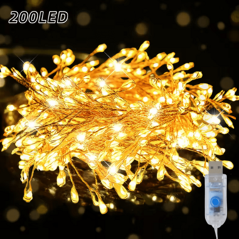 Luces de cuerda de cobre con forma de petardo LED, luces de ambiente con 8 modos con control remoto, para decoración de corona, boda, fiesta, dormitorio, frasco de albañil, vacaciones, Navidad, corona, chimenea, decoración interior