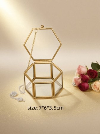Scatola portaoggetti vintage in vetro - Elegante organizer per gioielli con motivo geometrico dorato per la decorazione della casa, soluzione di stoccaggio ideale per anelli, orecchini e oggetti di valore, regalo perfetto per compleanni, anniversari e festività, scatola decorativa di stile e funzionale per valorizzare il tuo spazio abitativo e tenere i tuoi tesori organizzati