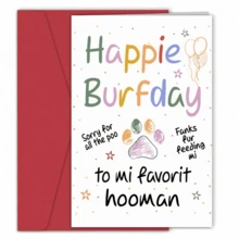 1pc Funny Birthday Card From Dog Cat,Happy Birthday To My Favourite Human Cards