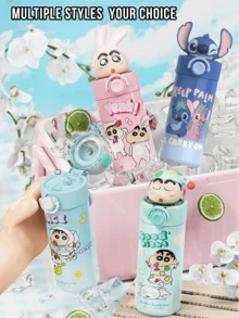 Stitch 450 Ml Pop-Up Lid Insulated Tumbler – Official Vacuum Stainless-Steel Travel Mug, Double-Wall Copper Lined 12 H Hot / 24 H Cold, One-Hand Pop-Button Straw Spout, Powder-Coat No-Slip Pastel-Blue Finish, Cute Hawaii Alien 3D Print, Fits Car Cup-Holder & Backpack Pocket, Reusable Summer Cup, Perfect Gift For Teens Adults School Office Gym Beach Picnic - Stitch - View 8