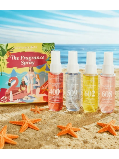 Set de Spray de Fragancias Recuerdos de Verano - 4 piezas de 40ml de Encantadores Rocíos de Perfume con Variados Aromas como Ámbar, Almendra, Lichí, Colección de Fragancias Portátil en Botellas Vibrantes, Perfecto para Uso Diario y Viajes, Regalo Ideal para Mujeres