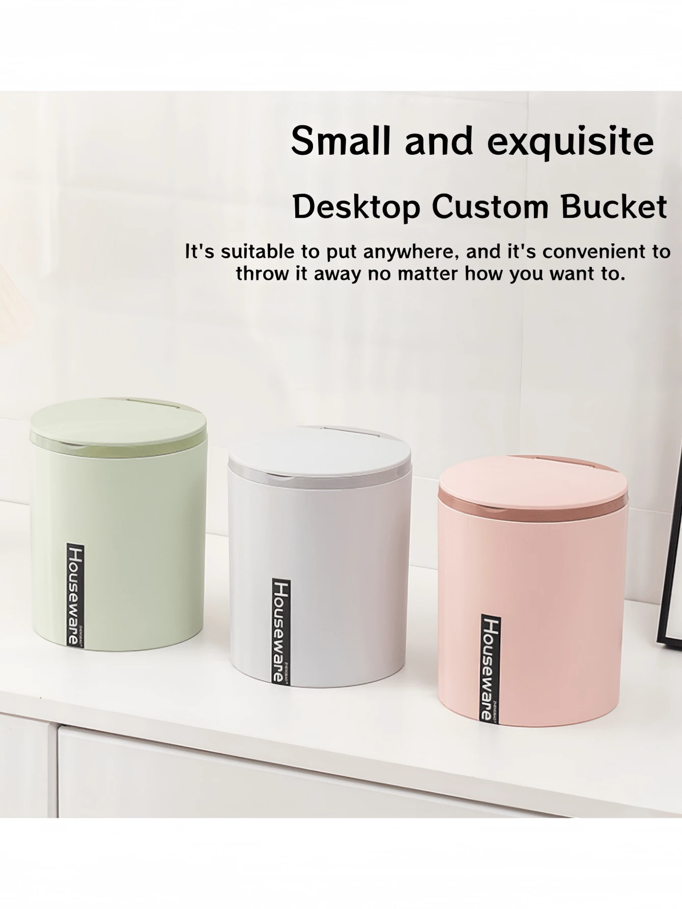 New Desktop Trash Can, Compact & Lightweight, Thick PP Material, Easy Flip-Top Waste Bin For Home Use - Multicolor - View 1