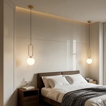 1 Đèn thả trần hình bầu dục màu vàng phong cách Bắc Âu tối giản hiện đại - Đèn treo đầu đơn, Trang trí nhà thời trang cho phòng ngủ, phòng khách, Đui đèn E27, Thích hợp cho đảo bếp, lối vào, hành lang, gương phòng tắm