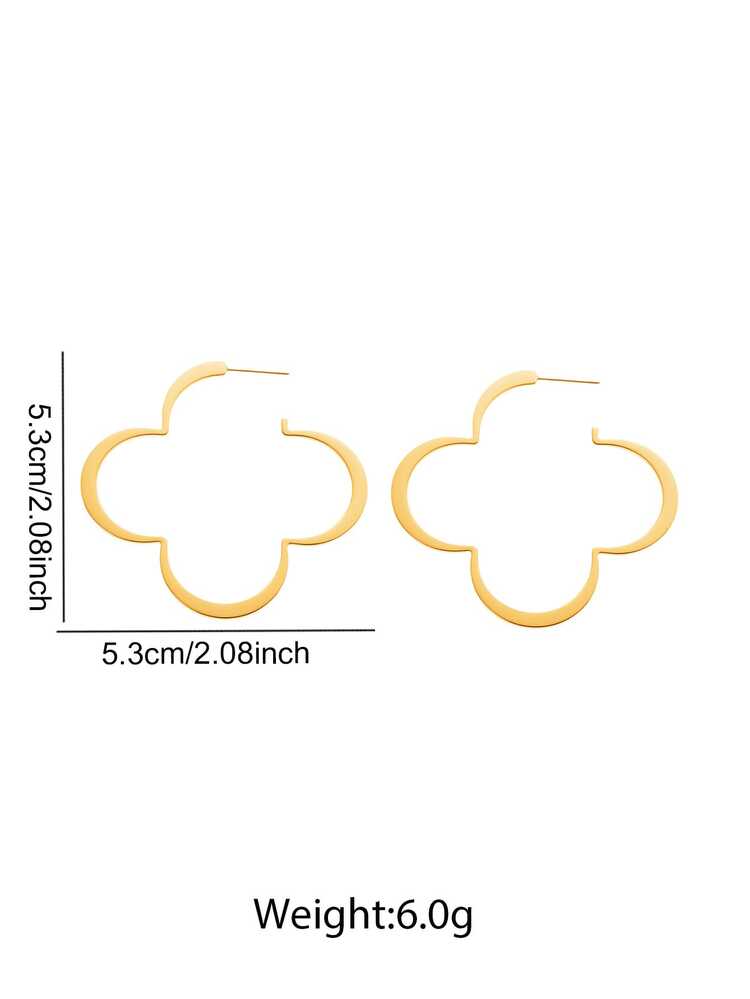 2pcs Delicate & Chic Stainless Steel Hollow Flower Earrings For Women, Sweet Style, Floral Shape, Detailed Design, Decorative Function, Suitable For Daily Wear, Dates And Other Occasions - Earrings - View 4
