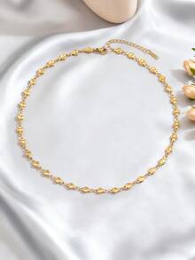 1 Set Fashionable Vintage Multi-Layer Necklace Jewelry Set, Unique Heart-Shaped Beaded Chain Necklace, Bean Necklace, Heart Pendant Necklace, Suitable For Single Or Layered Wear, Quality Plating, Women's Accessory, Gift Jewelry